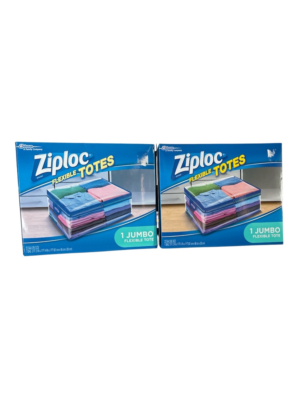 2 Boxes Ziploc Storage Totes Jumbo 22 Gallon Size  Bags Flexible Clothes New